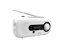 Rádio De Emergência Am/fm Com Células Solares E Manivela, Alarme Sos, Lanterna De 4 Modos (branco)