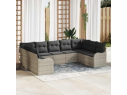 Vidaxl Conjunto De Sofá De Jardim 9 Unid. Cinzento-claro Vime Pe