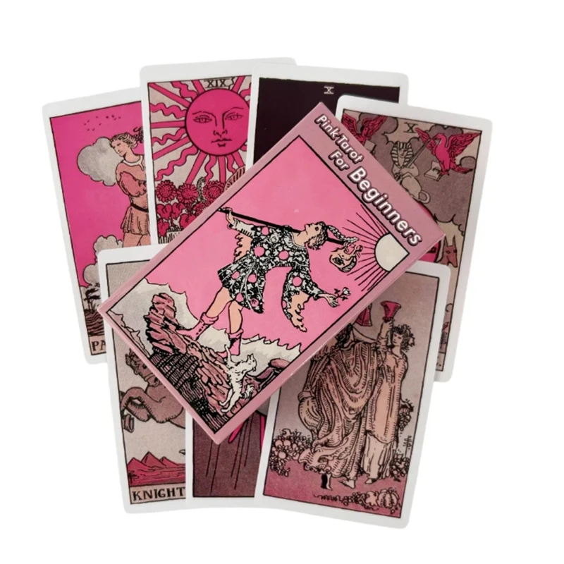 Baralho de Tarô Rosa Vibrante, 78 Cartas, Baralho Oráculo Clássico, Jogo de Mesa para Festas. MDUG