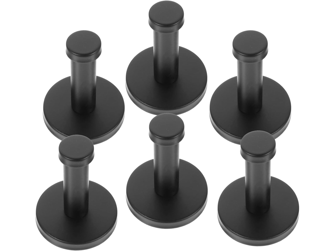Ganchos De Parede Ibasenice, Suporte Para Pendurar Toalhas, Conjunto De 6 Peças, Multiuso, Em Aço Inoxidável Preto, Para