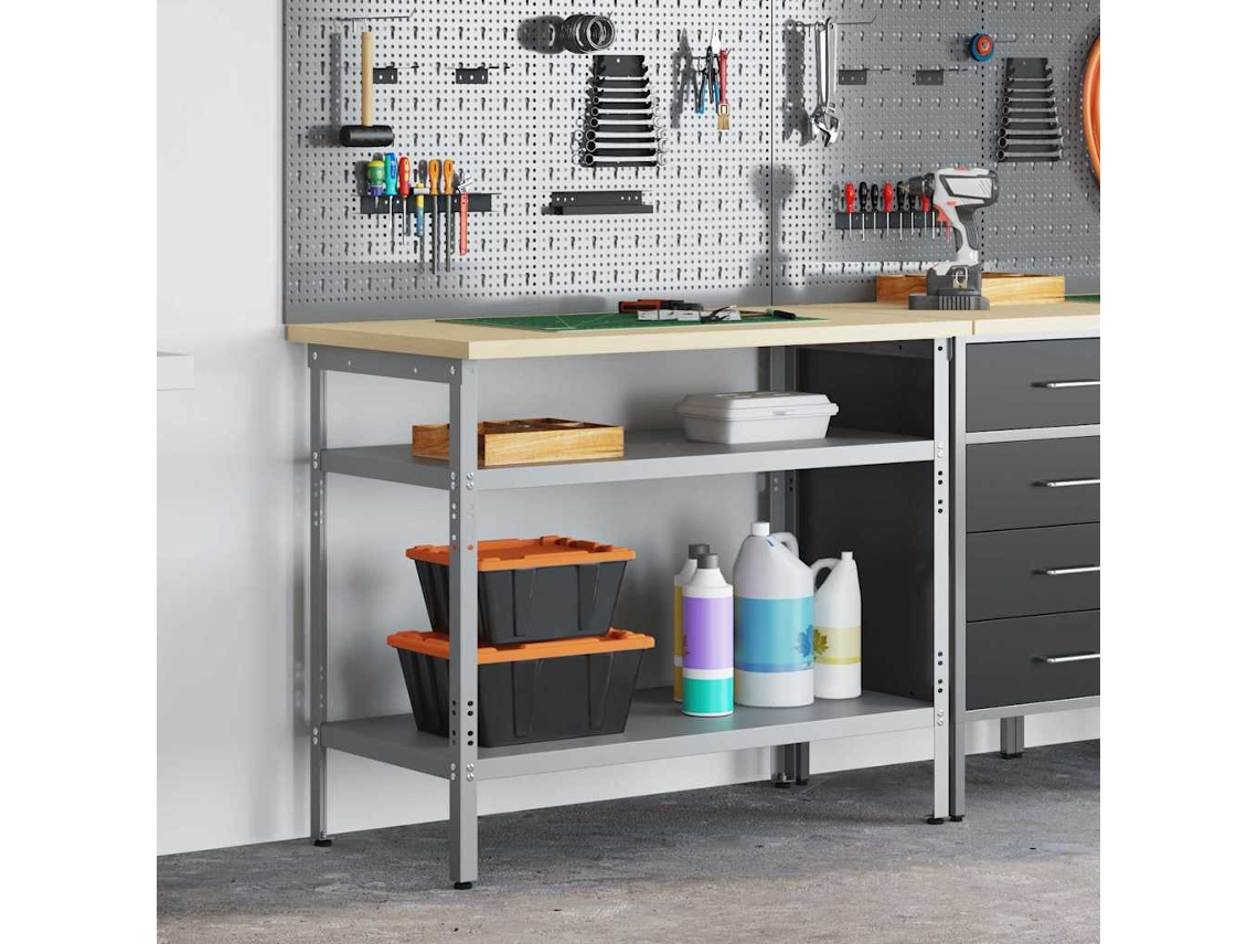 Vidaxl Mesa De Trabalho Cinza E Bege 100 X 55 X 85 Cm Aço