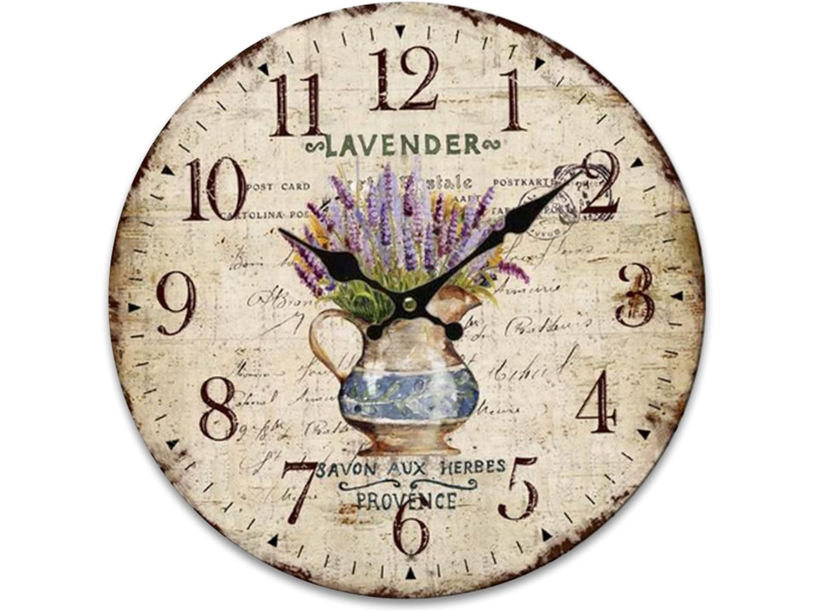 Relógio De Parede Antigo De Madeira Vintage De 30cm 12 Polegadas, Com Mecanismo Silencioso, Ideal Quartos
