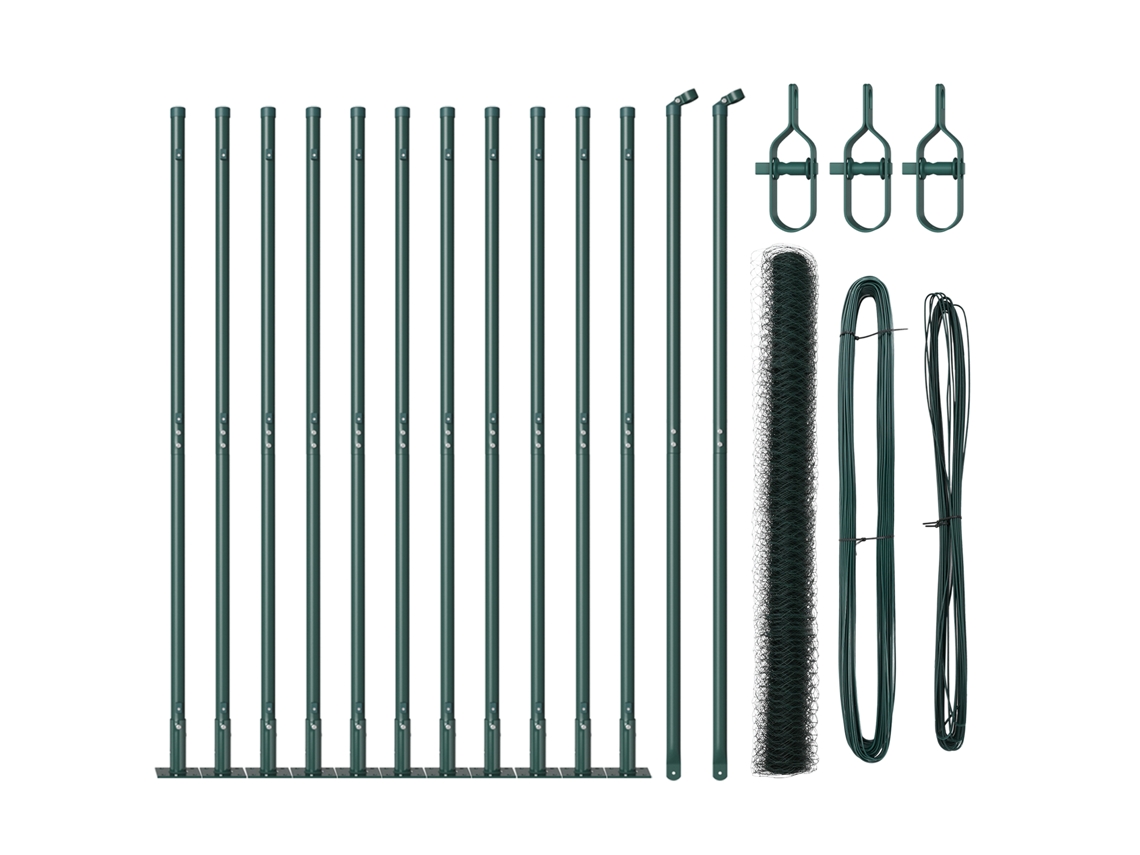 Conjunto 1 Poste De Cerca Vidaxl Verde Aço (25 X 1,4 M)