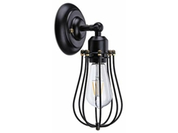 Luminária de parede industrial, arruela metálica retrô ajustável, soquete E27 preto com suporte, iluminação interna rústica vintage, para quarto, Cozin