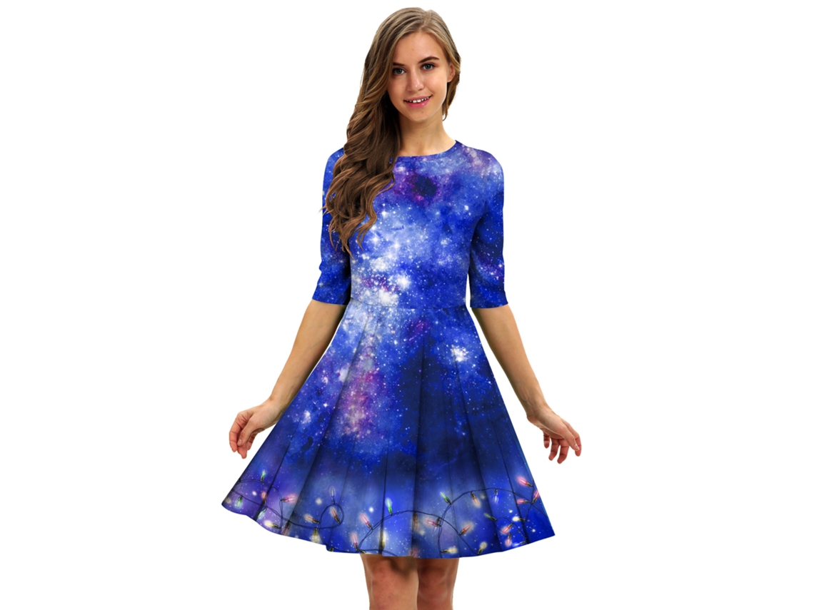 Roupas de Natal Vestido Slim Estampado S