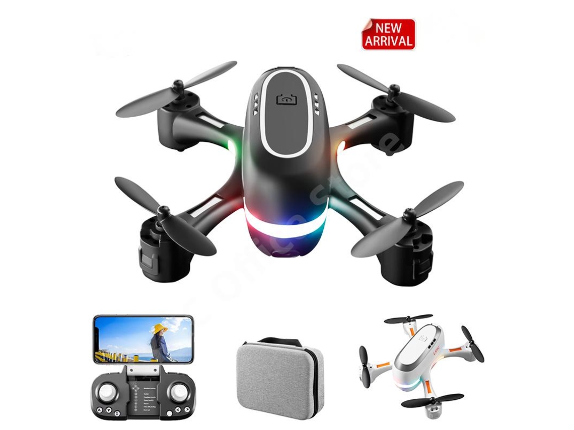 H28 Mini Drone de Luz Led Colorido com Câmera Dupla 720P 1 Bateria Duração Da Bateria: 8 Min Preto