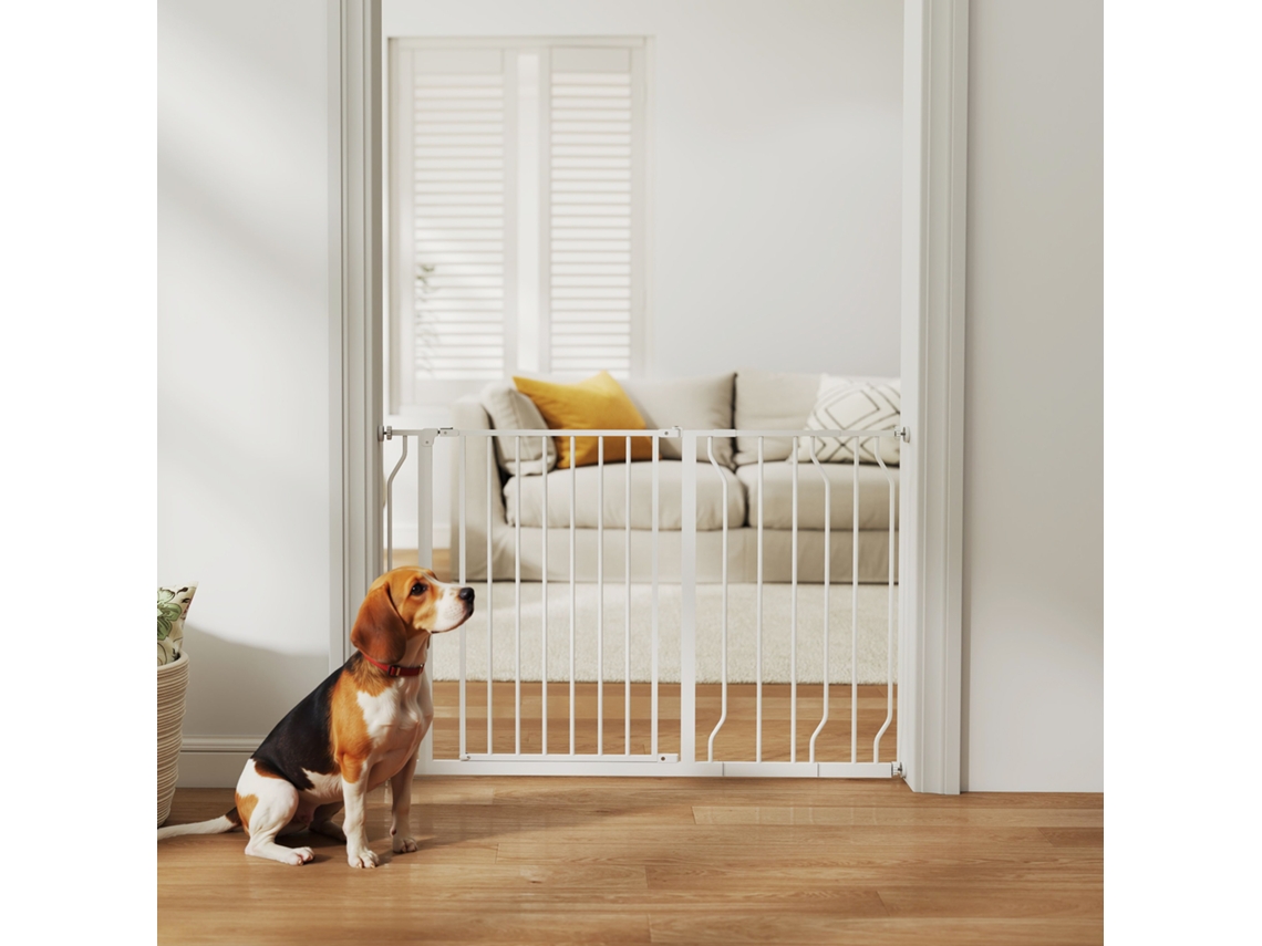 Barreira Para Pets Portão De Segurança Ajustável 75-115l X 76h Cm Branco