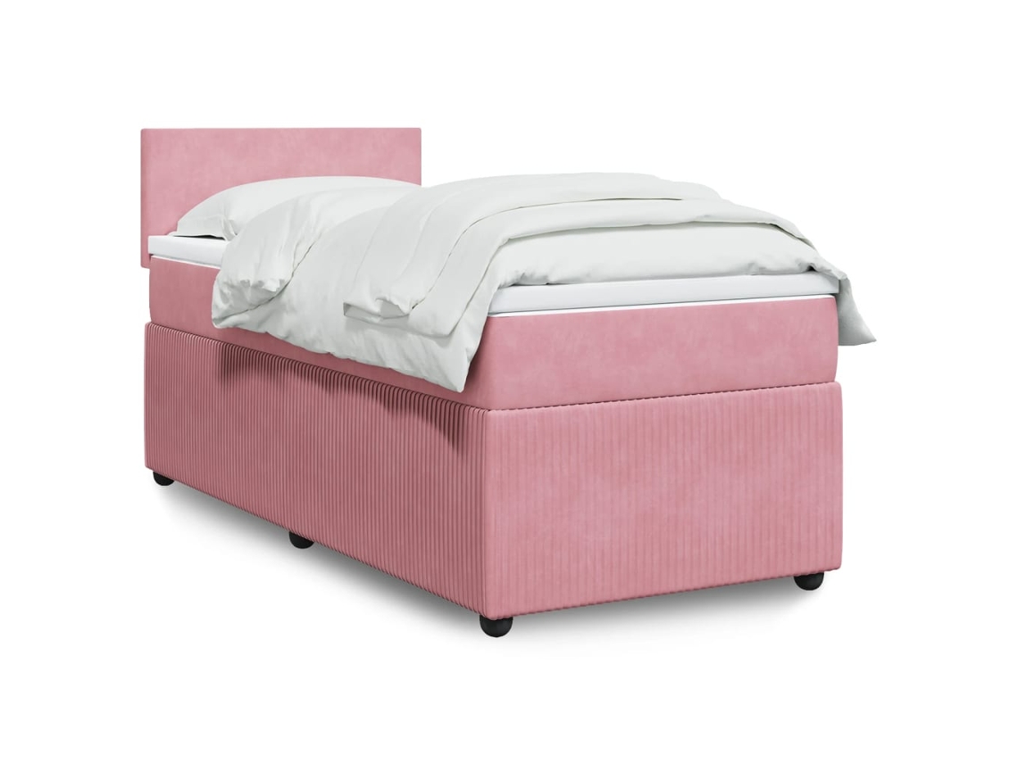 Cama De Solteirocama De Adultocama Com Molas/colchão 90x190 Cm Veludo Rosa Wsd45661