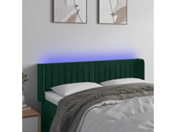 Vidaxl Cabeceira Cama C/ Luzes Led Veludo 147x16x78/88 Cm Verde-escuro