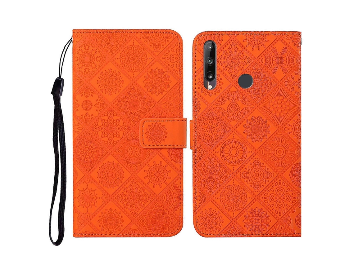Capa De Couro Estilo Étnico Com Padrão Em Relevo E Flip Horizontal Para Huawei P40 Lite E / Y7p Com Suporte, Compartimentos Para Cartão, Carteira E Co