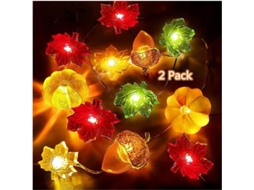 Luzes de Outono Nova Line, 2 pacotes, 30 LEDs, 9,8ft, bateria, abóbora, folha de maple, bolota