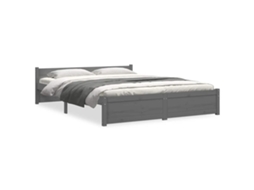 Bed Frame, Bed Frames Vidaxl Cinzeto Madeira (135 X 190 Cm)