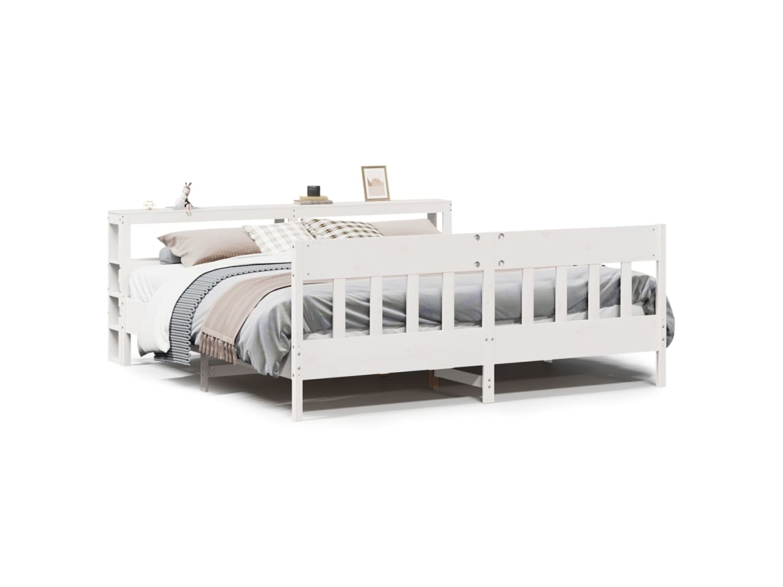 Bed Frame, Bed Frames Vidaxl Branco Madeira De Pinho (200 X 200 Cm)