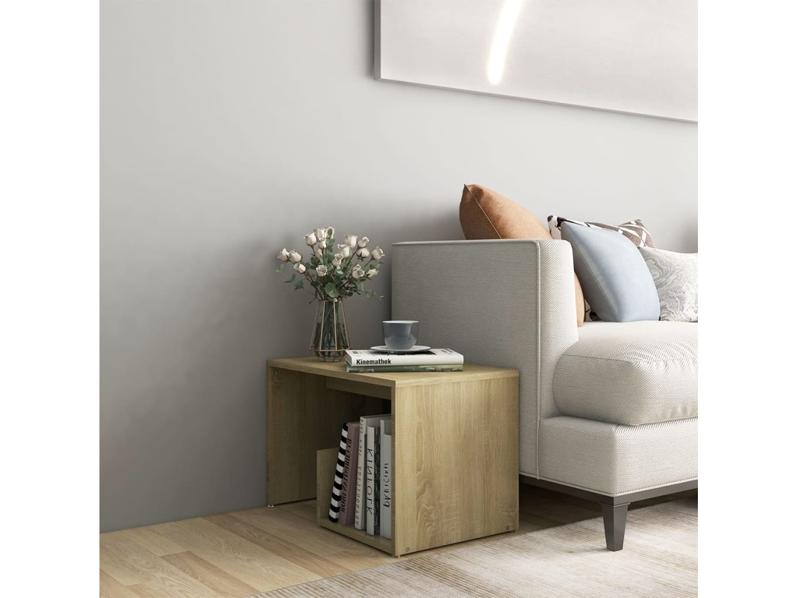 Vidaxl Mesa De Apoio 59x36x38 Cm Derivados De Madeira Carvalho Sonoma