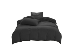 Jogo De Lençóis Kabnic 4 Peças Para Cama De Solteiro Em Algodão Preto, Conjunto De Roupa De Cama Unissex Fácil Cuidado