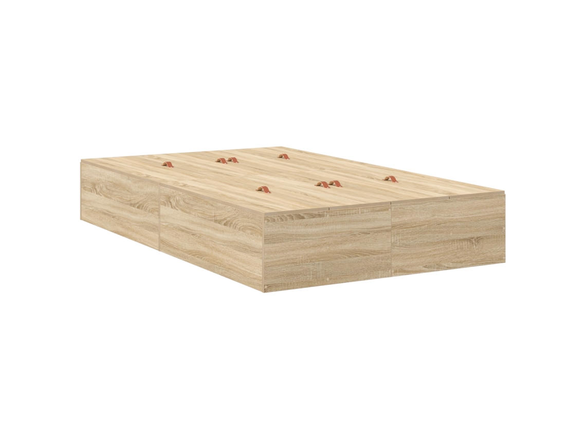 Conjunto 1 Estrado De Cama Com Arrumação Vidaxl Castanho Madeira De Pinho Maciça (120 X 200 Cm)