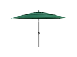 Vidaxl Guarda-sol De Jardim 3 Camadas C/ Poste De Alumínio 3,5 M Verde