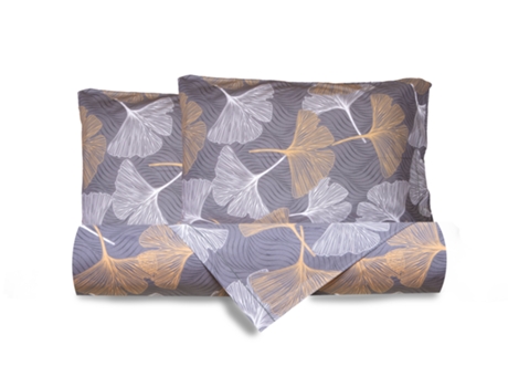 Conjunto de Edredão SMARTDECOHOME de 3 Peças 100% Algodão Cama de 150x160cm Ginkgo Dorado