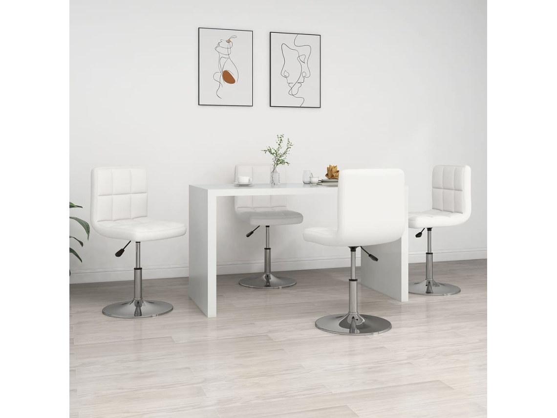 Vidaxl Cadeiras De Jantar 4 Pcs Couro Artificial Branco