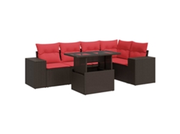 Conjunto de 6 Sofás Jardim com Almofadões Vime Pe/acácia Castanho MAISON EXCLUSIVE (6 pcs)