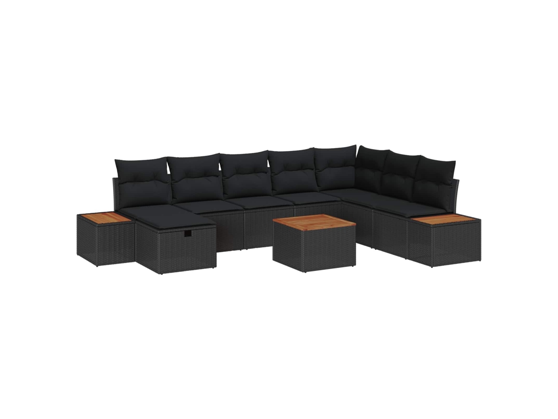 Maison Exclusive - Conjunto De Sofá De Jardim 9 Pcs Preto Rattan Sintético