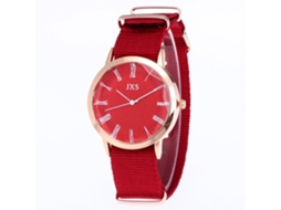 Reloj De Pulsera De Nylon Con Piedras Strass Para Estudiantes De Moda Rojo J55