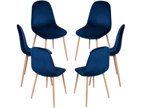 Pack 6 Cadeiras  Teok (Azul - 39 x 84 x 42 cm - Veludo - Aço Reforçado)