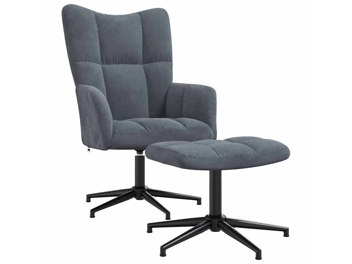 Relaxing Chair With Stool, Relaxing Chairs With Stools Vidaxl Cinzeto Veludo