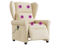 Electric Massage Recliner Chair, Electric Massage Recliner Chairs Vidaxl Creme Tecido
