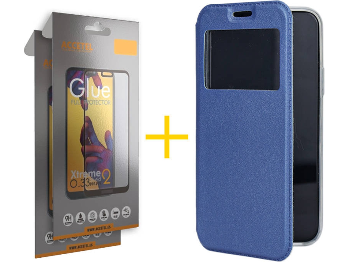 Kit Capa e 2 Películas Apple iPhone 11 Pro Max ACCETEL Full Gandy Flip (Azul)