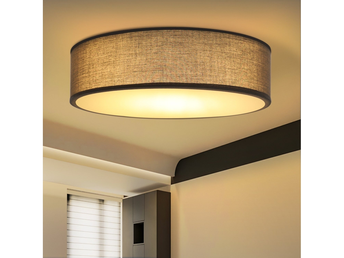 ZMH Luminária de teto redonda moderna de tecido Ø38 cm com soquete E27 para iluminação interna