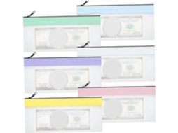 Conjunto De 6 Sacos Para Dinheiro, Sacos De Pvc 22x 10, 5cm Para Notas Com Zíper, Saco Transparente Tipo Envelope Para