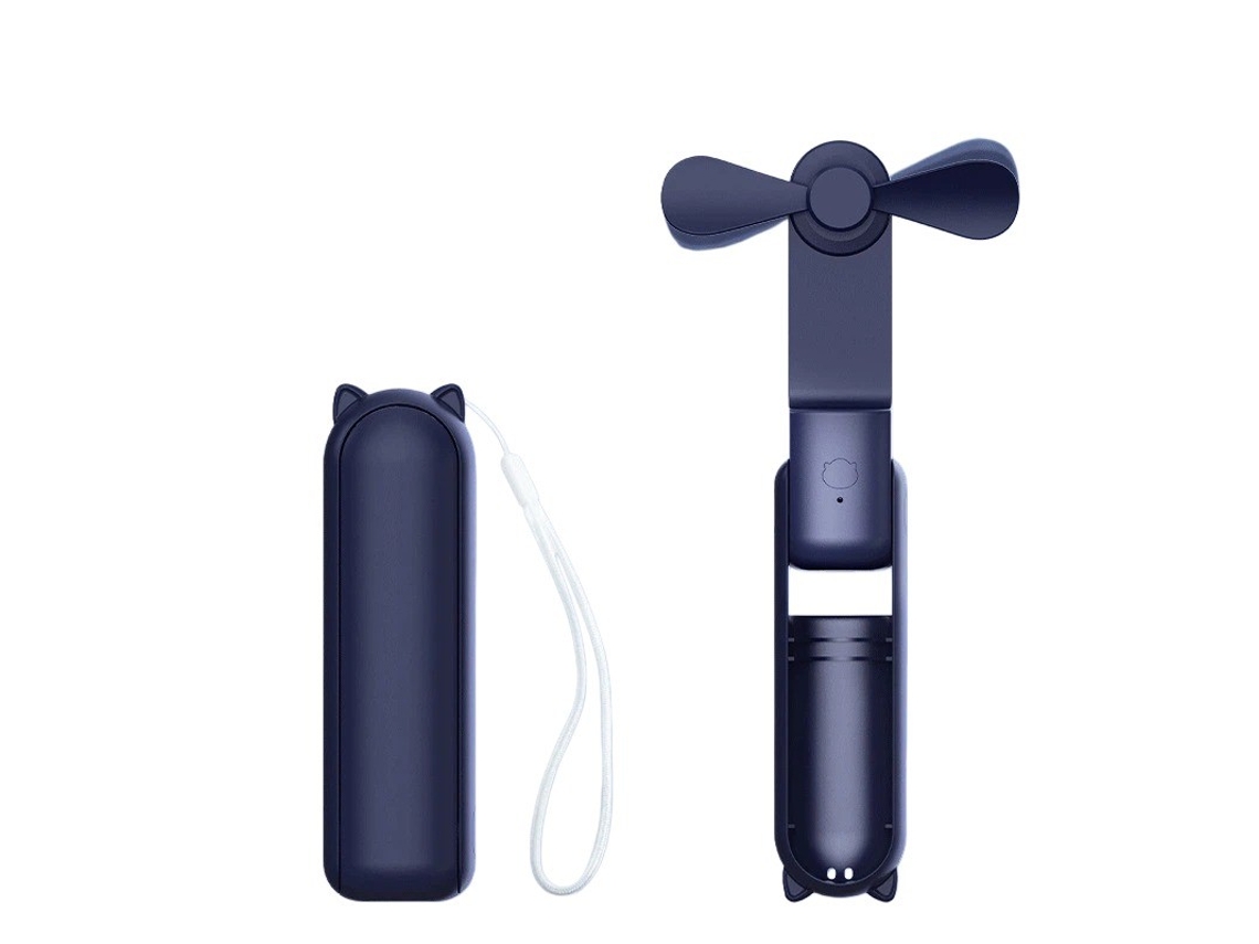 Mini Ventoinha De Mão Recarregável, 3 Velocidades, Usb, Bateria, Viagem, Azul