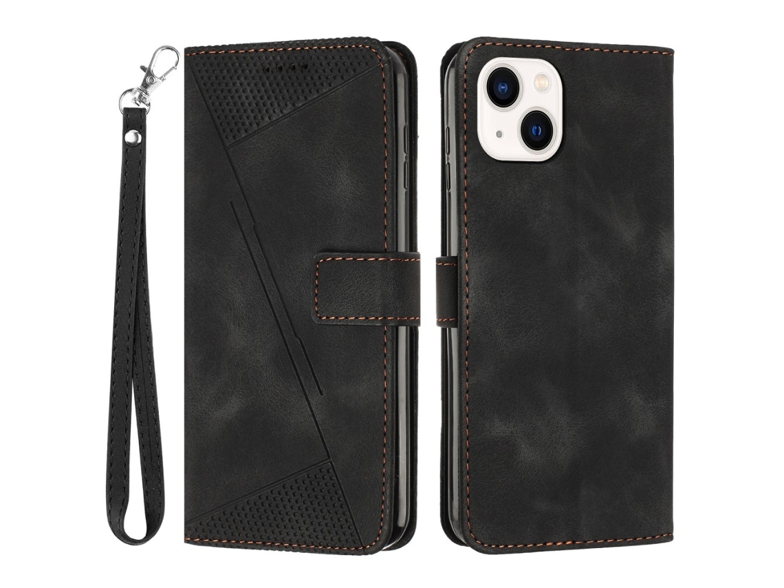 Capa Pega Para Iphone 15 Plus Pele Sintética Preto