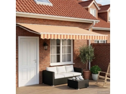 Vidaxl Toldo Retrátil Manual Amarelo E Laranja 5 X 3 M