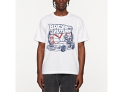 Rockinstone Back To The Future Movie Clock And Lightning White Adult T-shirt Size:s