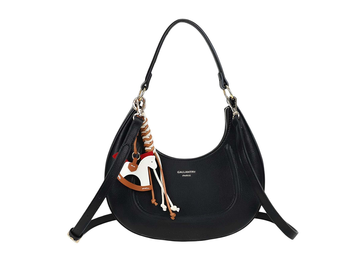 Mini Saco Hobo Para Mulheres Transportado Ao Ombro Em Meia-lua Granulado Com Jóias Decorativas