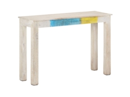Vidaxl Mesa Consola 115x35x77 Cm Madeira De Mangueira Áspera Branco