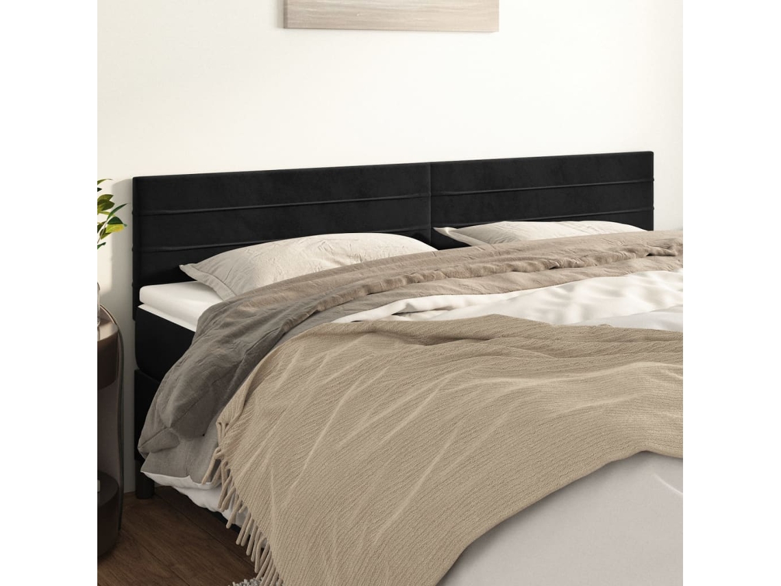 Vidaxl Cabeceiras Preto 200x5x78/88 Cm Veludo