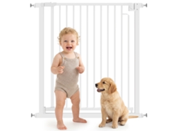 Barreira do Portão de Escada Sem Furação com Fechamento Automático para Cozinha Infantil Escadas 76 80 X 76 Cm Branco Ge