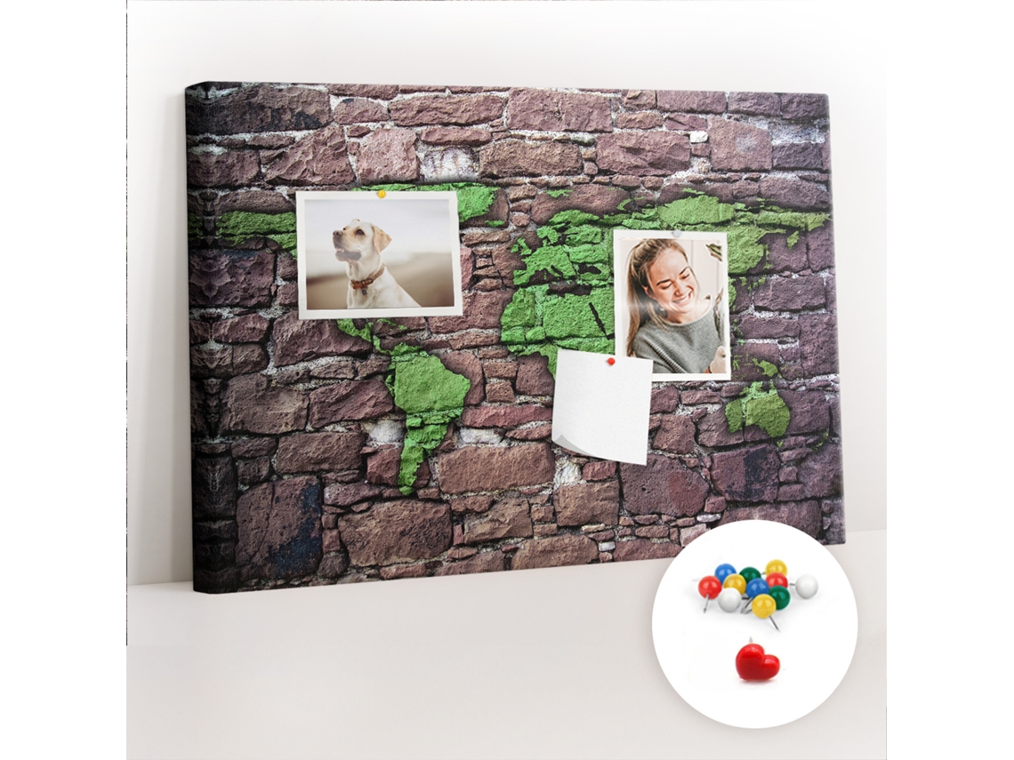 Painel De Cortiça Para Parede Mapa-múndi Na Parede Para A Sala De Estar Espelharte (60x40 Cm)