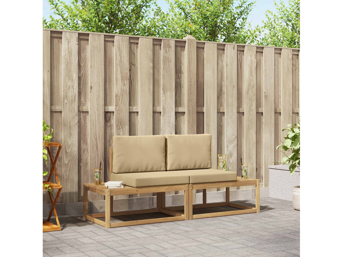 Vidaxl Conjunto De Sofás Para Exterior 2 Unid. Branco E Bege Poliéster