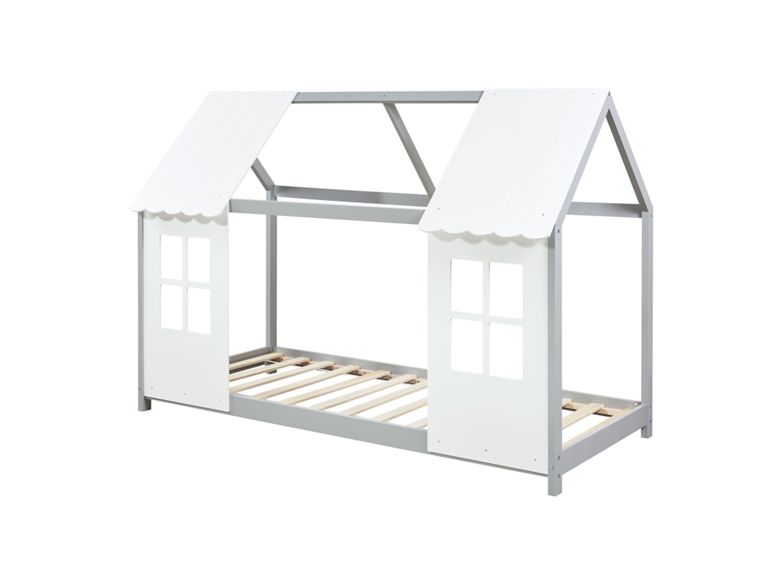 Cama Tostedt Forma Casinha [EN.CASA] Cinzento (90x200cm)