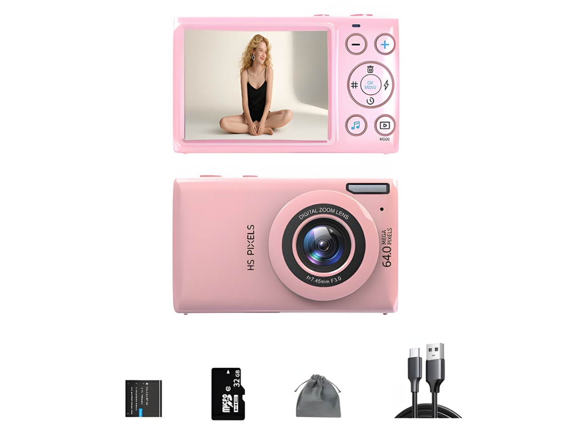 Câmaras Digitais Szsmart Cdc1 Leve E Portátil 32gb Cor De Rosa