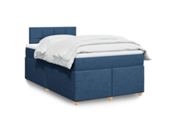 Vidaxl Cama Boxspring Com Colchão 120x190 Cm Tecido Azul
