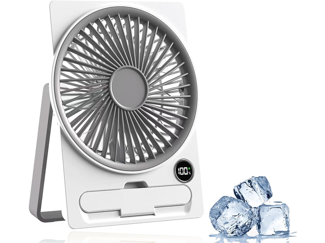 Ventilador de Mesa CHRUI Dobrável, 5 Velocidades, Ecrã Led, Silenciosobranco