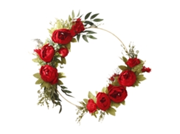 Guirlanda de Peônia Artificial Decorativa Porta Parede Casa Jardim Casamento 50cm | S/MARCA