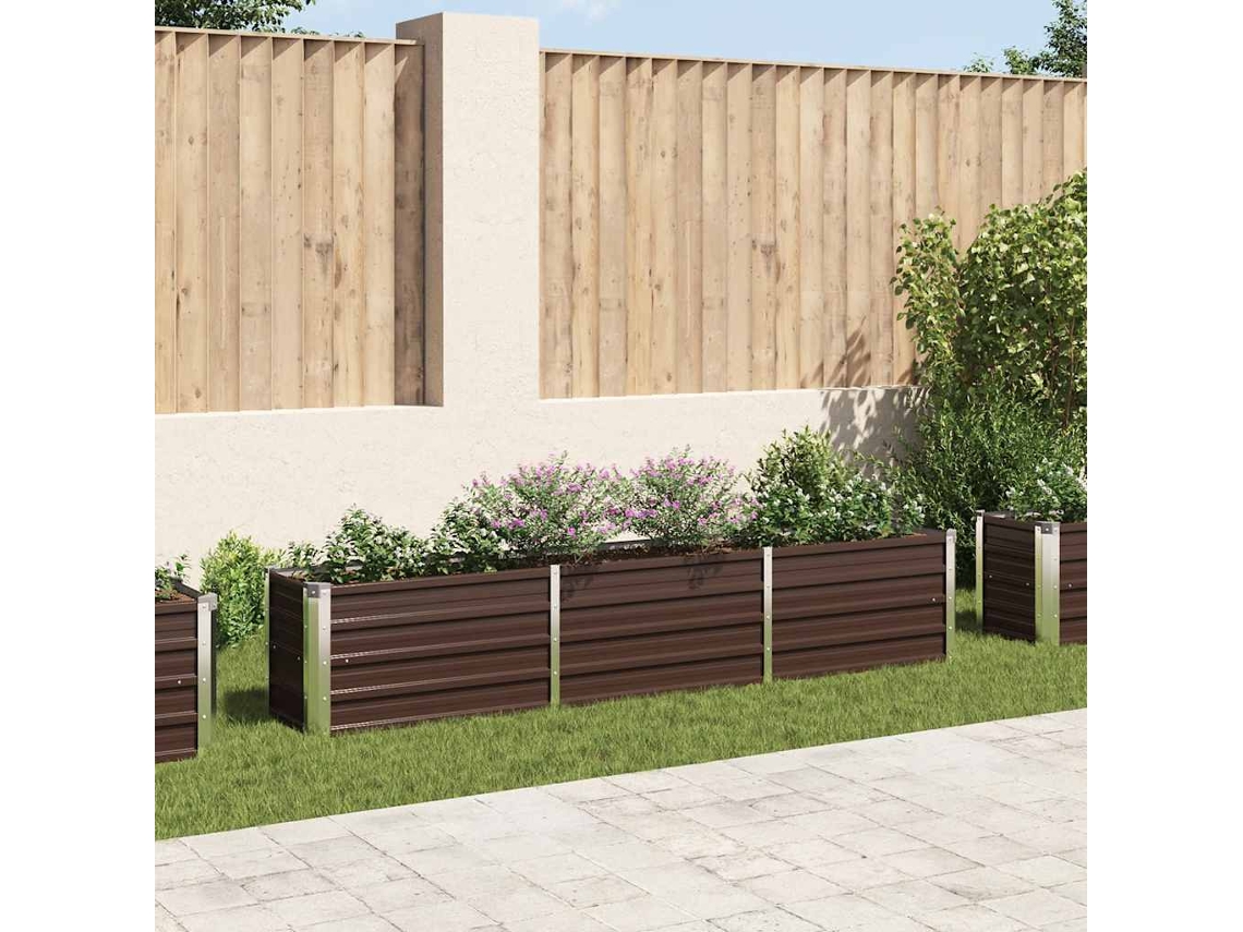 Vidaxl Canteiro Elevado De Jardim Aço Galvanizado 240x40x45cm Castanho