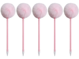 Conjunto De 5 Canetas Em Gel Com Pompons, Esferográficas Plástico,