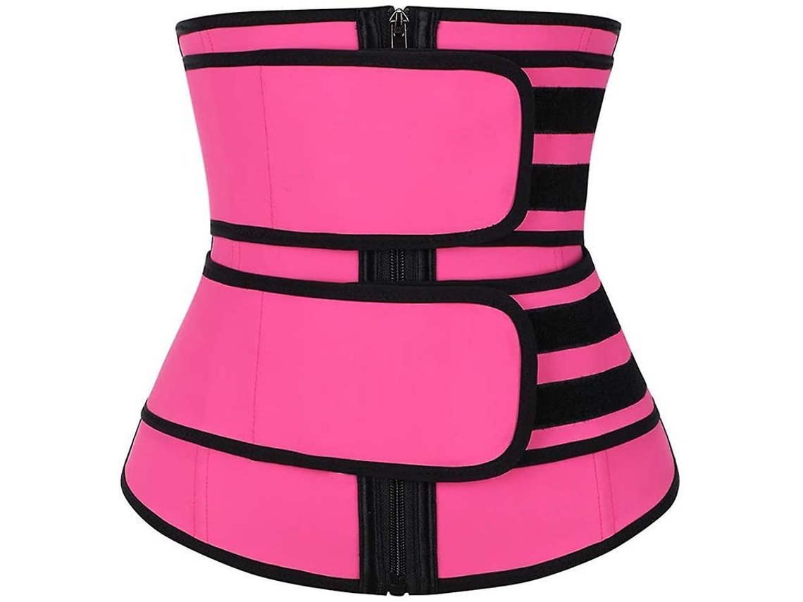Ajustador de Cintura Feminino Neoprene com Zíper e Cinto Duplo para Treino e Emagrecimento